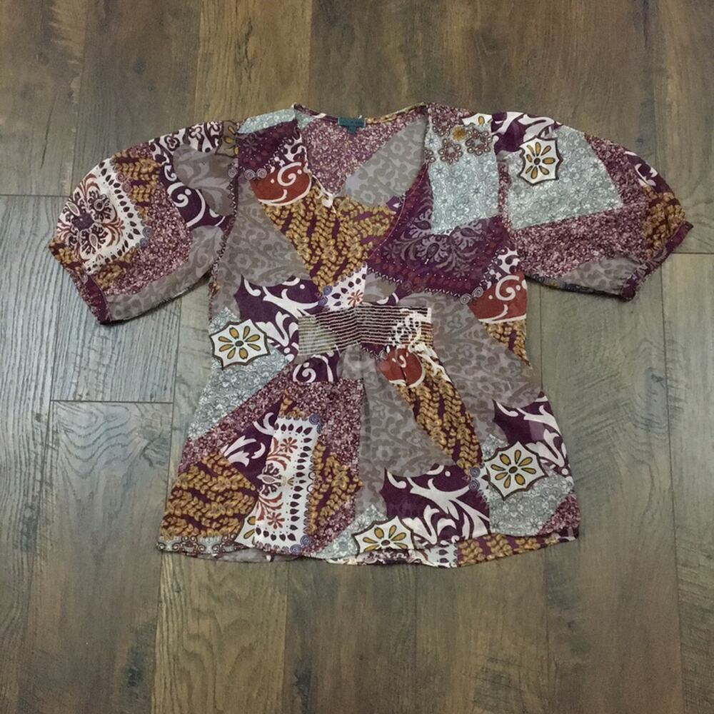 Anthropologie Left of Center sheer floral blouse